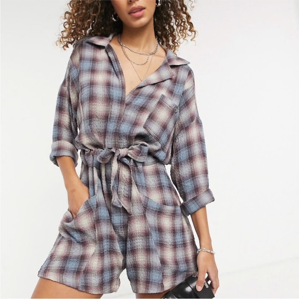 Free People Before I‎ Let Go Plaid Romper